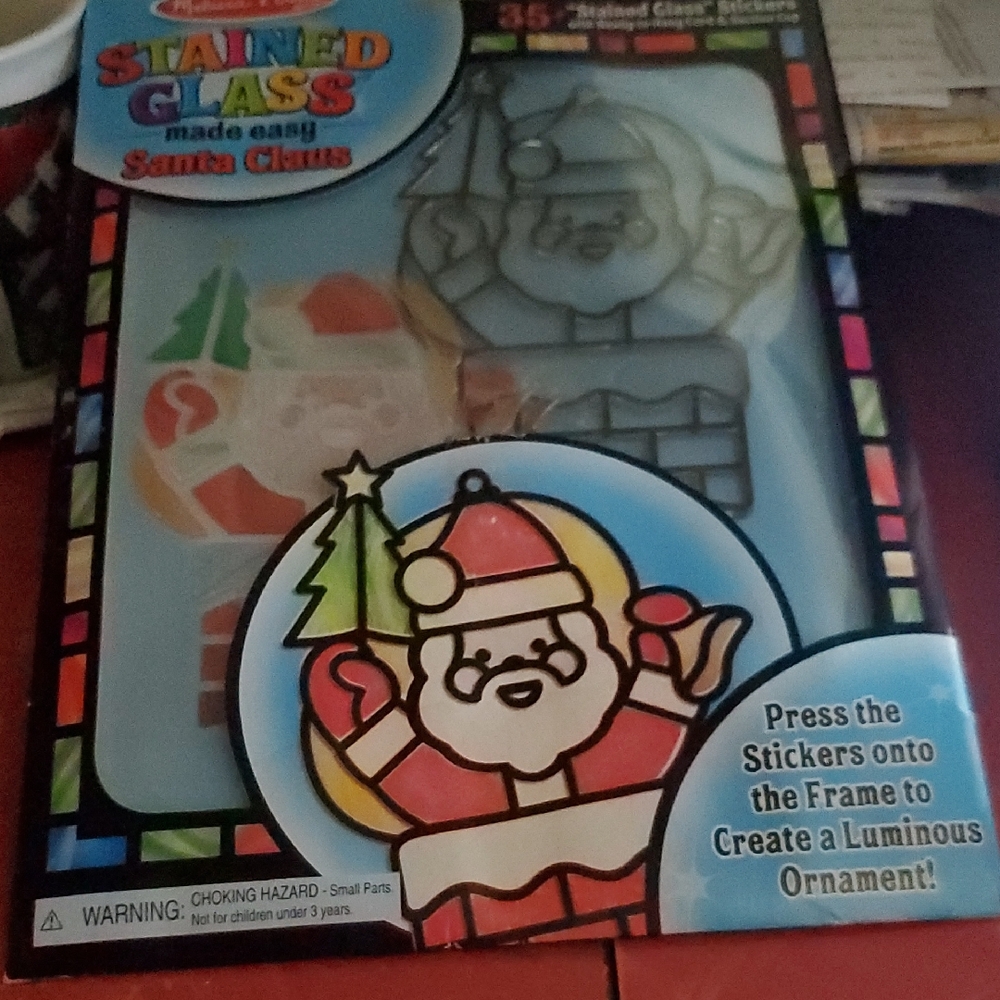 Melissa & Doug Stained Glass Santa Claus Kit - Red, Green, White